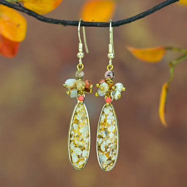 Ocean Agate Deco Shield Earrings-Your Soul Place